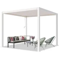 PRIMEYARD Pergola 3x3 m Aluminium-Pfosten mit Lamellendach aus Stahl weiße Terrassenüberdachung