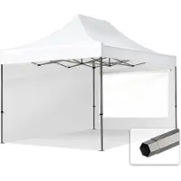 TOOLPORT 3x4,5m Stahl Faltpavillon, inkl. 2 Seitenteile, weiß