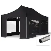TOOLPORT 3x6m Stahl Faltpavillon, inkl. 4 Seitenteile, schwarz