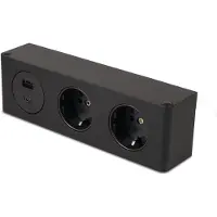 Kalb Material für Möbel kalb | 3-fach Steckdosenleiste 2x230V Steckdose und USB A/C Anschluss schwarz