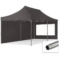 TOOLPORT 3x6m Stahl Faltpavillon, inkl. 2 Seitenteile, dunkelgrau