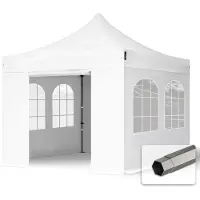 TOOLPORT 3x3m Stahl Faltpavillon, inkl. 4 Seitenteile, weiß