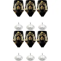 Casa Padrino Pompöös by Luxus Rotweinglas Set Schwarz / Gold Ø 8,7 x H. 20,3 cm - Weingläser mit 24 Karat Vergoldung - Pompööse Weingläser designed by Harald Glööckler