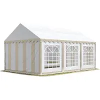 TOOLPORT Partyzelt Festzelt 3x6 m Garten-Pavillon PVC Plane 700 N in beige-weiß Wasserdicht