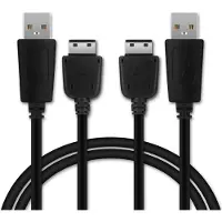 Cellonic 2x USB Kabel 1m kompatibel mit Samsung PCBS10 | GT-S5230 / GT-E1200 / GT E1190 / GT-E1150 / GT-E1050 Smartphone, Handy Ladekabel 18 Pin Connector auf USB A 2.0 Datenkabel schwarz