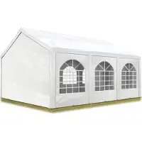 Profizelt24 Hochwertiges Partyzelt 4x6 m Pavillon Zelt PE Plane 450 N Gartenzelt Festzelt Wasserdicht weiß