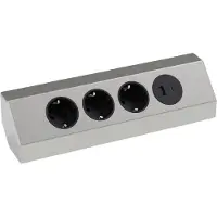 Kalb Material für Möbel kalb | Ecksteckdosenleiste 4-fach 3x 230V und 2x USB Anschluss silber/schwarz
