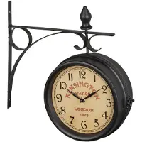 Relaxdays Bahnhofsuhr doppelseitig, London, Retro, HBT 33 x 34 x 10 cm, Batterie, analog, Wanduhr Vintage Deko, schwarz