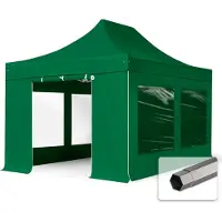 TOOLPORT 3x4,5m Stahl Faltpavillon, inkl. 4 Seitenteile, dunkelgrün
