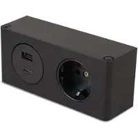 Kalb Material für Möbel kalb | 2-fach Steckdosenleiste, 230V Steckdose und USB A/C Anschluss schwarz