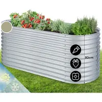 Blumfeldt Hochbeet aus Metall, Wetterfestes Stahlblech-Hochbeet für Balkon & Garten, Rostfreies Hochbeet Oval, Freistehende Hochbeete 200x80x100 cm, 1257L Pflanzkübel Groß für Blumen, Obst, Gemüse