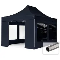 TOOLPORT 3x4,5m Stahl Faltpavillon, inkl. 4 Seitenteile, schwarz