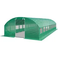 TOOLPORT Foliengewächshaus Gewächshaus 4x10m stabil & langlebig mit Fenster - reißfeste PE Plane 180g/m² grün transparent