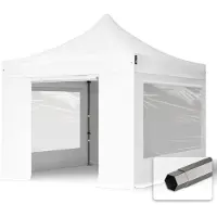TOOLPORT 3x3m Stahl Faltpavillon, inkl. 4 Seitenteile, weiß