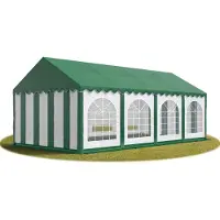TOOLPORT Festzelt Partyzelt 4x8 m PREMIUM, hochwertige PVC Plane 750 N mit grünem Dach 100% wasserdicht mit Bodenrahmen