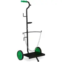 Relaxdays Gas Transportwagen, Transportkarre für 5 & 11 kg Gasflaschen, Propan, Vollgummireifen, Stahl, schwarz/grün