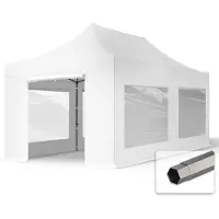 TOOLPORT 3x6m Stahl Faltpavillon, inkl. 4 Seitenteile, weiß