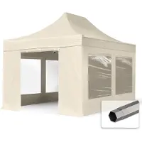 TOOLPORT 3x4,5m Stahl Faltpavillon, inkl. 4 Seitenteile, creme