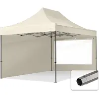 TOOLPORT 3x4,5m Stahl Faltpavillon, inkl. 2 Seitenteile, creme