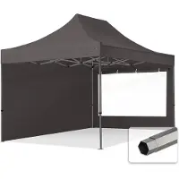 TOOLPORT 3x4,5m Stahl Faltpavillon, inkl. 2 Seitenteile, dunkelgrau