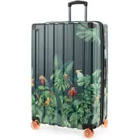 Hauptstadtkoffer Q-Damm - Großer Koffer Trolley Hartschalenkoffer XXL Erweiterung, expandable Suitcase Jungle Edition, 77cm, 133 L,Parrots