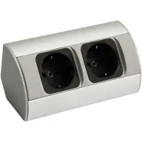 Kalb Material für Möbel kalb | 2-fach Ecksteckdosenleiste 2x 230V Steckdose Aluminium silber/schwarz