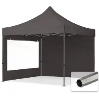 TOOLPORT 3x3m Stahl Faltpavillon, inkl. 2 Seitenteile, dunkelgrau