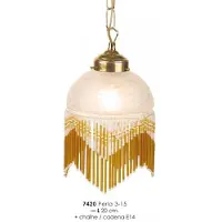Casa Padrino Landhausstil Hängeleuchte mit Glasfransen, Creme und Gold, Durchmesser 20 cm, 1x E14