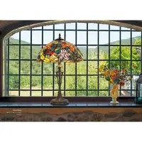 Casa Padrino Tiffany Hockerleuchte Höhe 60 cm, Durchmesser 40 cm, Leuchte Lampe Jugendstil Barock