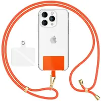 Nalia HoldMe Air Edition - Universal Lanyard mit 2 Pads & Karabinerhaken (gold) - 160cm Handyband zum Umhängen - Orange
