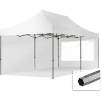 TOOLPORT 3x6m Stahl Faltpavillon, inkl. 2 Seitenteile, weiß