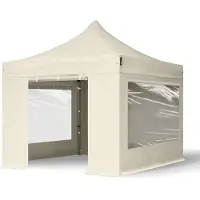 TOOLPORT 3x3m Stahl Faltpavillon, inkl. 4 Seitenteile, creme