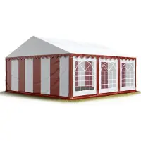 Sonstiges TOOLPORT Partyzelt Festzelt 4x6 m Garten-Pavillon PVC Plane 700 N in rot-weiß Wasserdicht