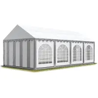 Sonstiges TOOLPORT Festzelt Partyzelt 4x8 m schwer entflammbar PREMIUM, hochwertige PVC Plane 750 N in grau-weiß 100% wasserdicht mit Bodenrahmen