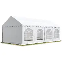 TOOLPORT Hochwertiges Zelt Partyzelt Festzelt 4x8 m PVC weiß wasserdicht schwer entflammbar