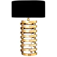 Casa Padrino Luxus Tischleuchte Gold finish / Lampenschirm Schwarz 74 x 50 cm - Leuchte - Luxury Collection