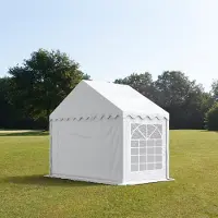 TOOLPORT Partyzelt Festzelt 3x3 m Garten-Pavillon PVC Plane 700 N in weiß Wasserdicht
