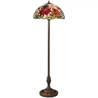 Casa Padrino Luxus Tiffany Stehleuchte Mehrfarbig / Braun Ø 50 x H. 170 cm - Tiffany Stehlampe - Tiffany Leuchten - Tiffany Stehleuchten - Wohnzimmer Stehleuchten - Büro Stehleuchten