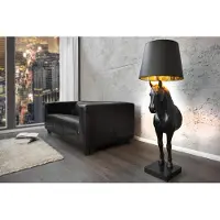 Casa Padrino Luxus Stehleuchte Pferd in Schwarz, 130 cm Höhe, exklusive Tierlampe aus Fiberglas und Marmor