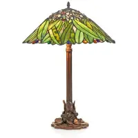 Casa Padrino Tiffany Tischleuchte Hockerleuchte Bananenblätter 40 cm ModX4b - Leuchte Lampe