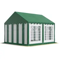 TOOLPORT Partyzelt Festzelt 4x4 m Garten-Pavillon PVC Plane 700 N in grün-weiß Wasserdicht