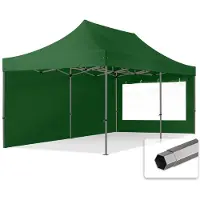 TOOLPORT 3x6m Stahl Faltpavillon, inkl. 2 Seitenteile, dunkelgrün