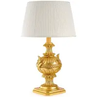 Casa Padrino Luxus Barock Tischleuchte Gold / Weiß Ø 25 x H. 58 cm - Prunkvolle Barockstil Schreibtischleuchte mit Lampenschirm - Luxus Qualität - Italy