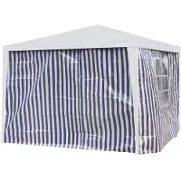 Lex Seitenteile für Gartenpavillon 3 x 2m blau/weiß PE 2 Stück 1x Fenster