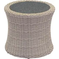 Casa Padrino Designer Garten Lounge Tisch Geflecht mit Spraystone Tischplatte - Garten Möbel