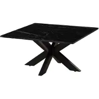 MASSIVMOEBEL24.DE MASSIVMOEBEL24 Couchtisch quadratisch 90x90x45 Marmor schwarz / Kreuzgestell Eisen schwarz BARCELONA #416