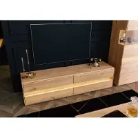 G + K MASSIVMOEBEL24 TV-Board Wildeiche inkl. LED 184x43,5x47,5 natur geölt CARDIFF #141