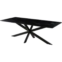MASSIVMOEBEL24.DE MASSIVMOEBEL24 Esstisch 200x100x76 Marmor schwarz / Kreuzgestell Eisen schwarz BARCELONA #412