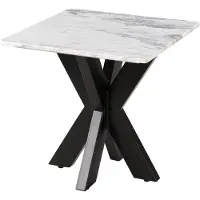 MASSIVMOEBEL24.DE MASSIVMOEBEL24 Couchtisch quadratisch 55x55x55 Marmor weiß / Kreuzgestell Eisen schwarz BARCELONA #315