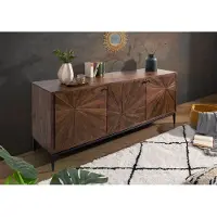 MASSIVMOEBEL24.DE MASSIVMOEBEL24 Sideboard Mango 183x46x84 braun lackiert STILMÖBEL #110
